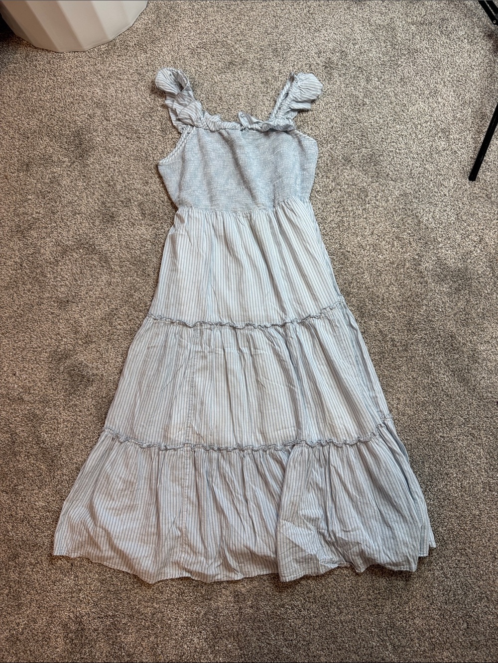 Old Navy Blue and White Striped Smocked Maxi Dress